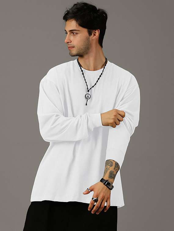 men pack of 2 solid long sleeve oversized t-shirt - 22101465 - Standard Image - 1