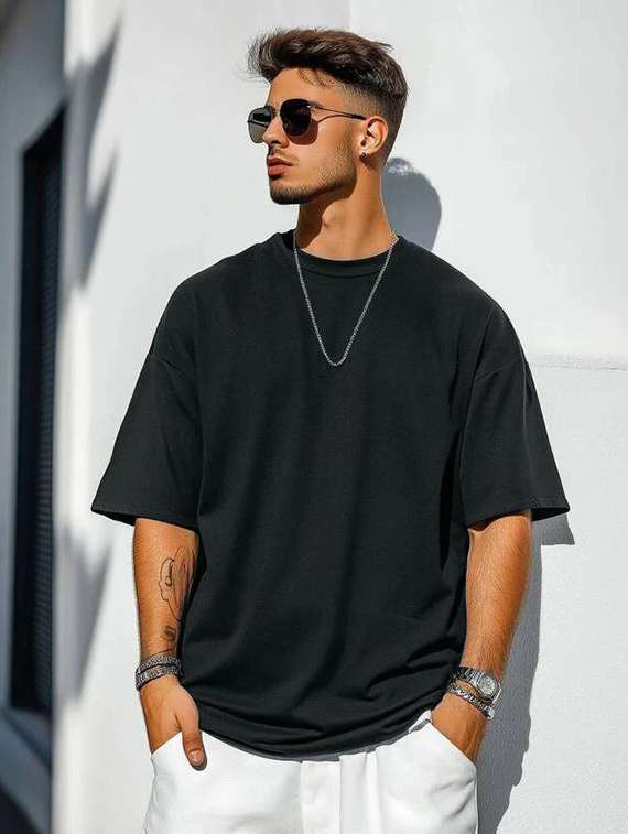 men solid short sleeve oversized t-shirt