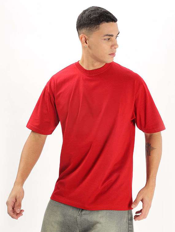 men solid short sleeve oversized t-shirt - 22101472 - Standard Image - 1