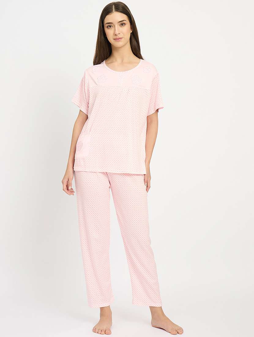 women printed nightwear pyjama set - 22101514 -  Standard Image - 1