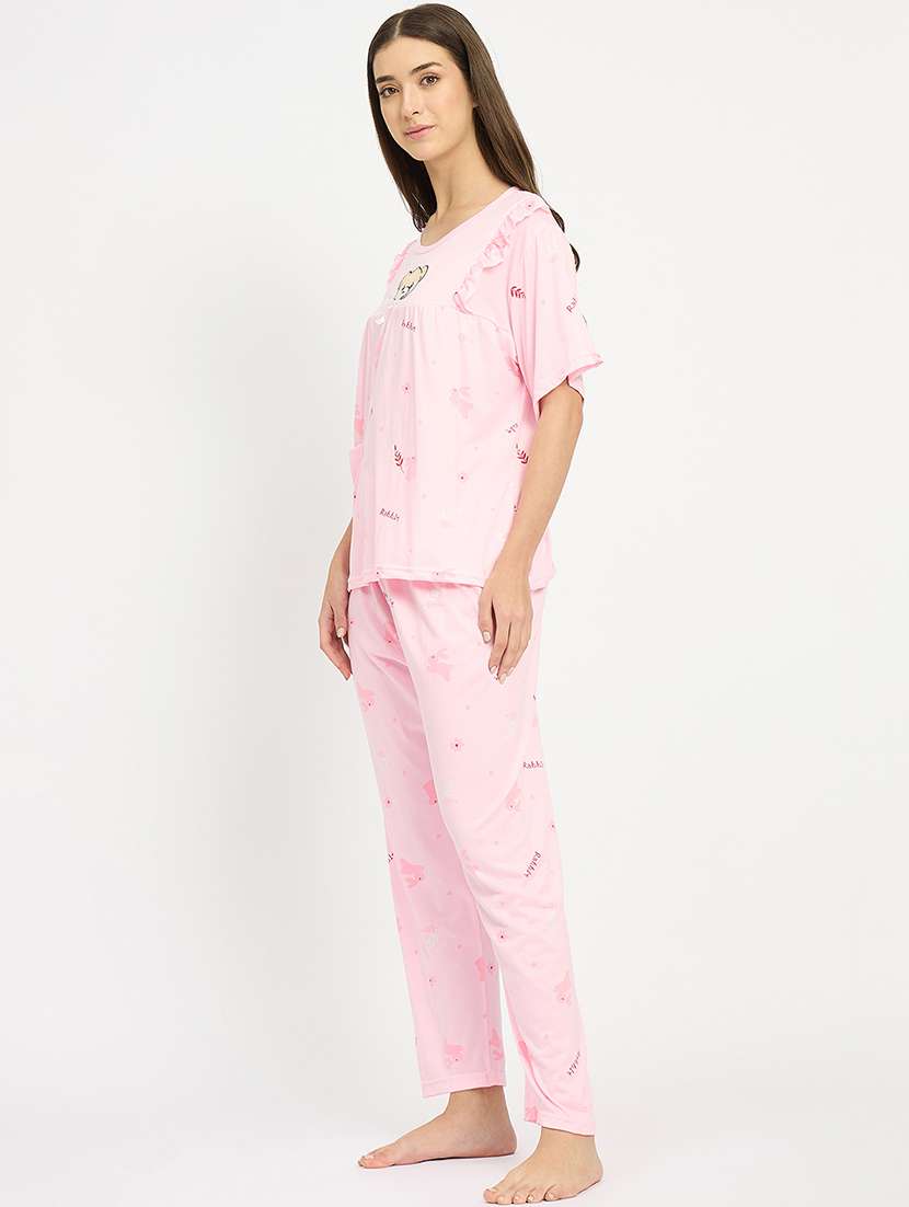 women printed nightwear pyjama set - 22101516 -  Standard Image - 1