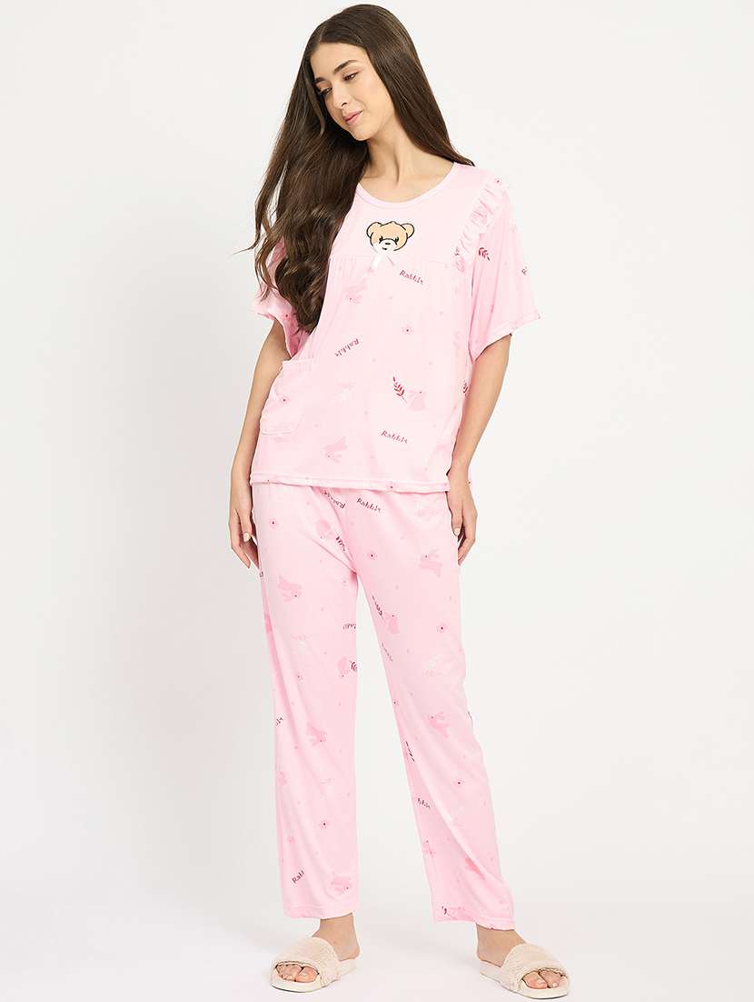 women printed nightwear pyjama set - 22101516 -  Standard Image - 4