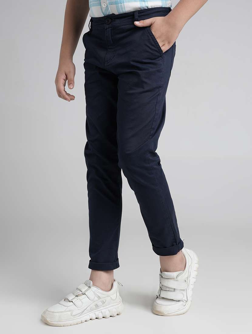 boys solid mid rise chinos - 22101517 -  Standard Image - 1