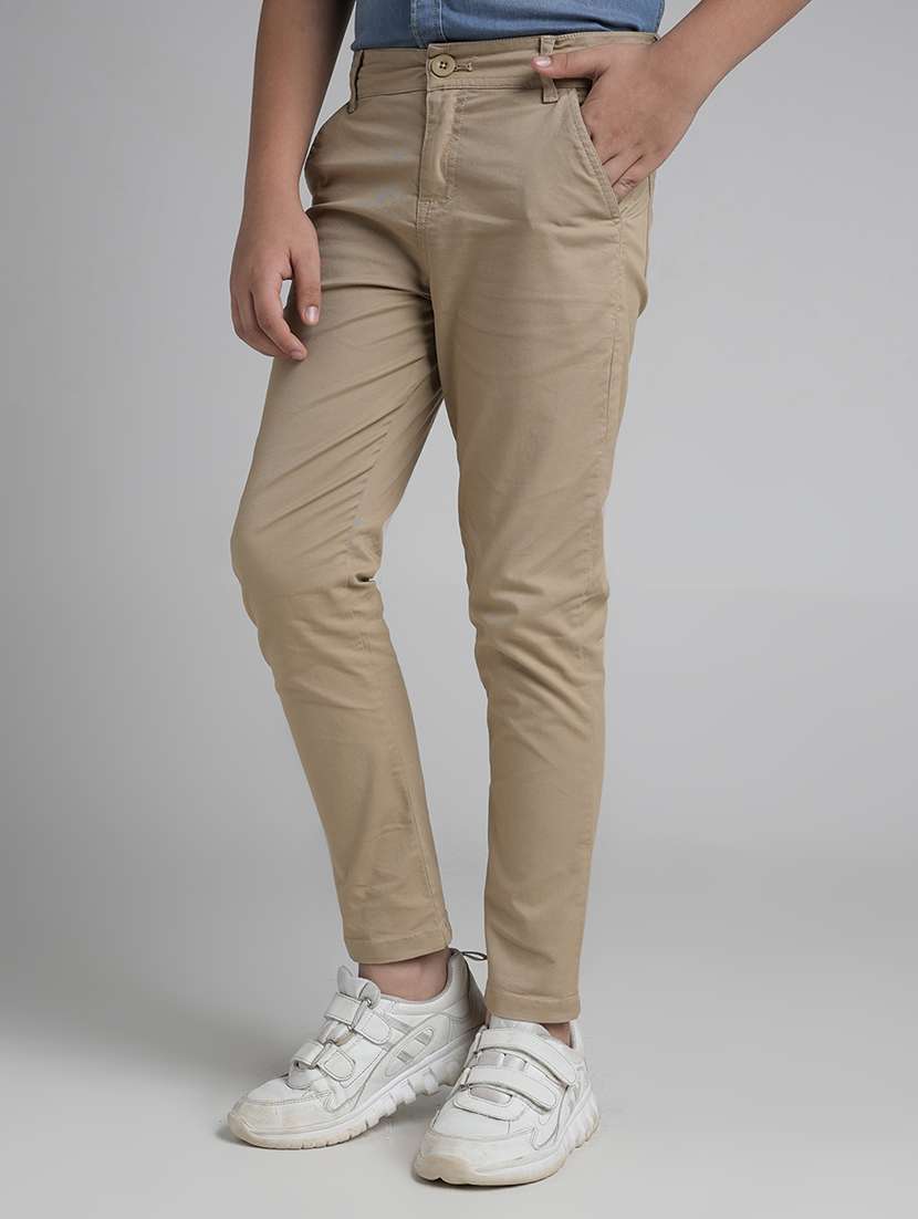 boys solid mid rise chinos - 22101518 -  Standard Image - 1