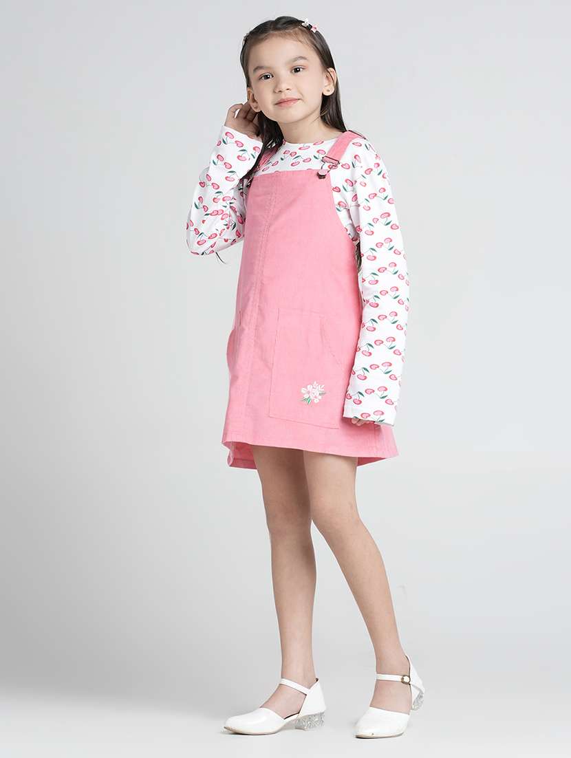 girls solid corduroy dungaree dress - 22101523 - Standard Image - 1