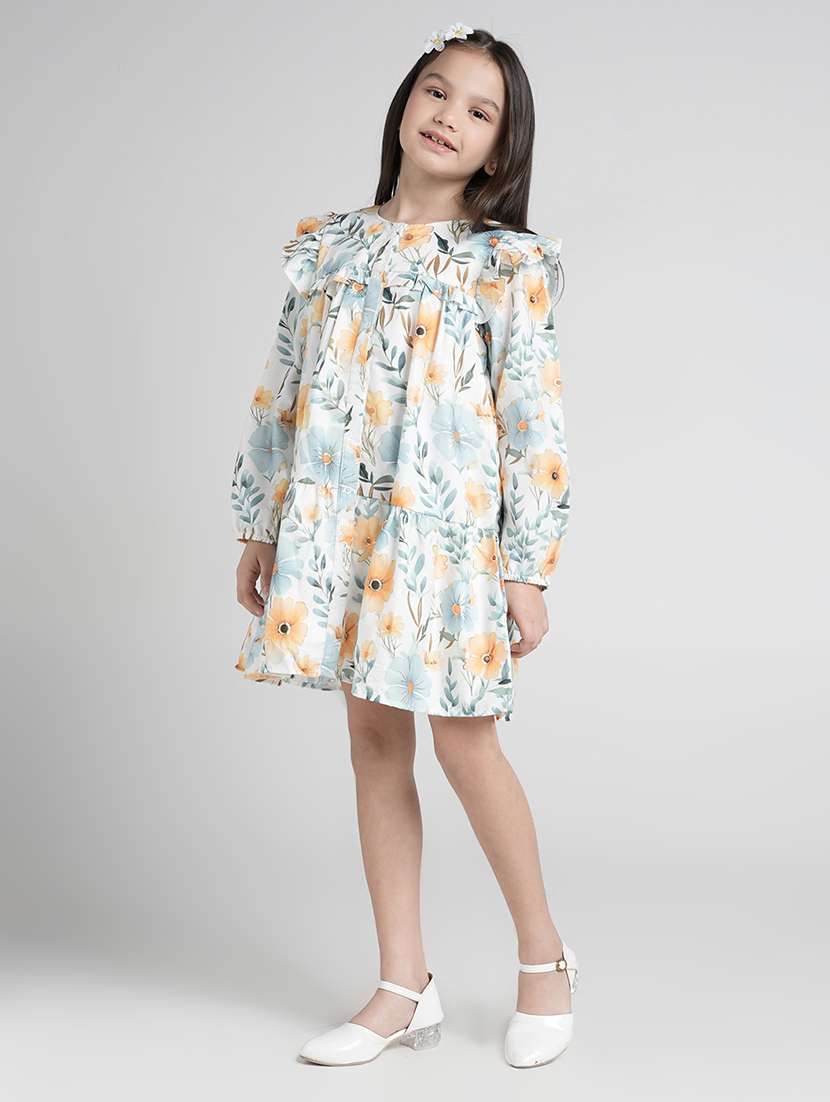 girls floral print puff sleeve tiered dress - 22101527 -  Standard Image - 4