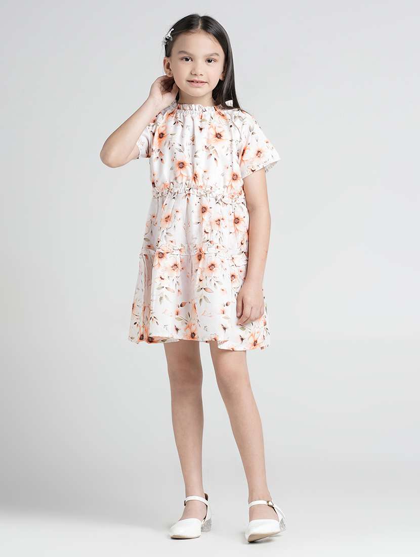 girls floral print puff sleeve tiered dress - 22101528 -  Standard Image - 1