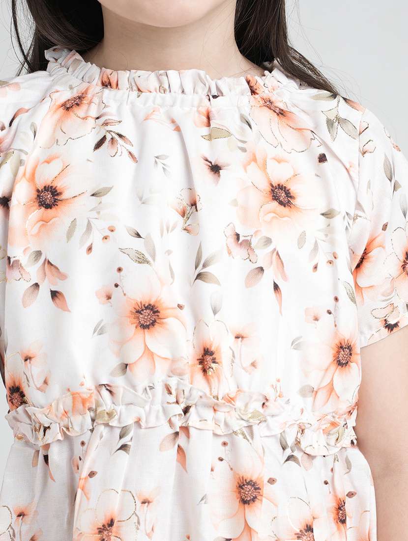 girls floral print puff sleeve tiered dress - 22101528 -  Standard Image - 4