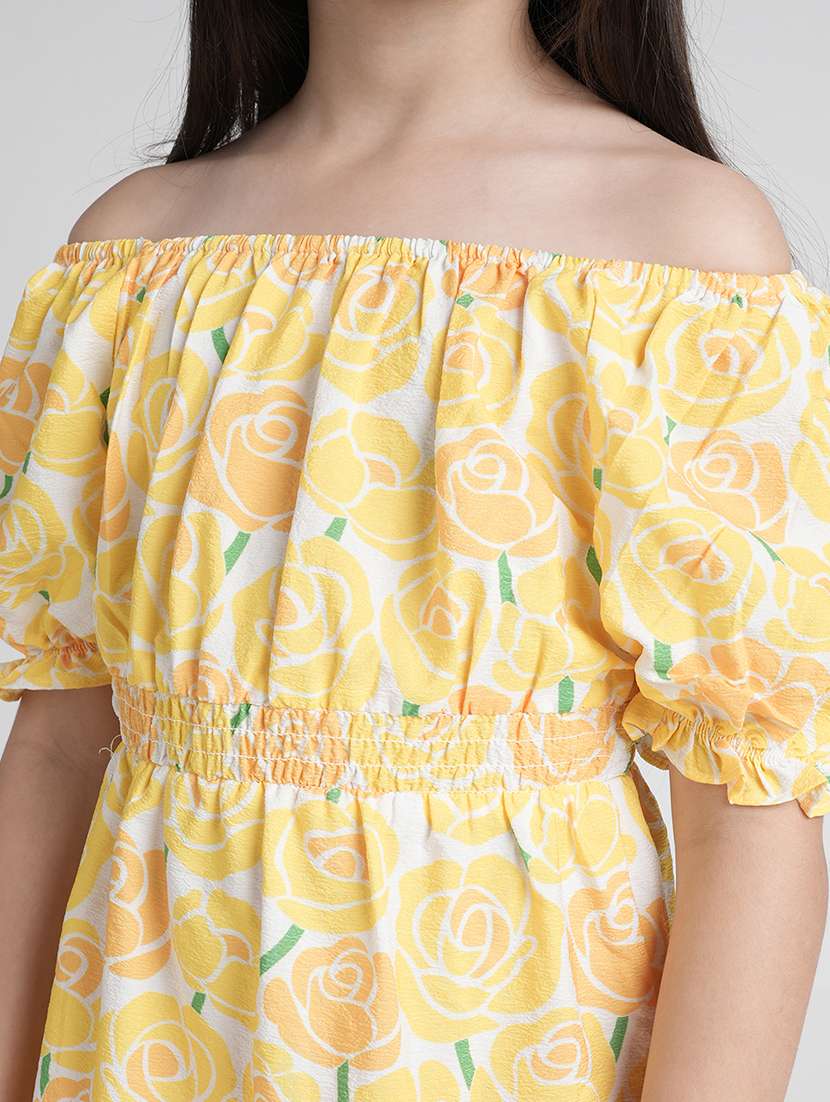 girls printed off shoulder tiered dress - 22101530 -  Standard Image - 4