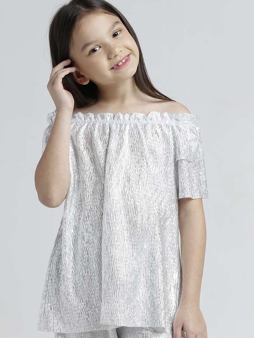 girls solid off shoulder top and trouser co-ord set - 22101531 - Standard Image - 4