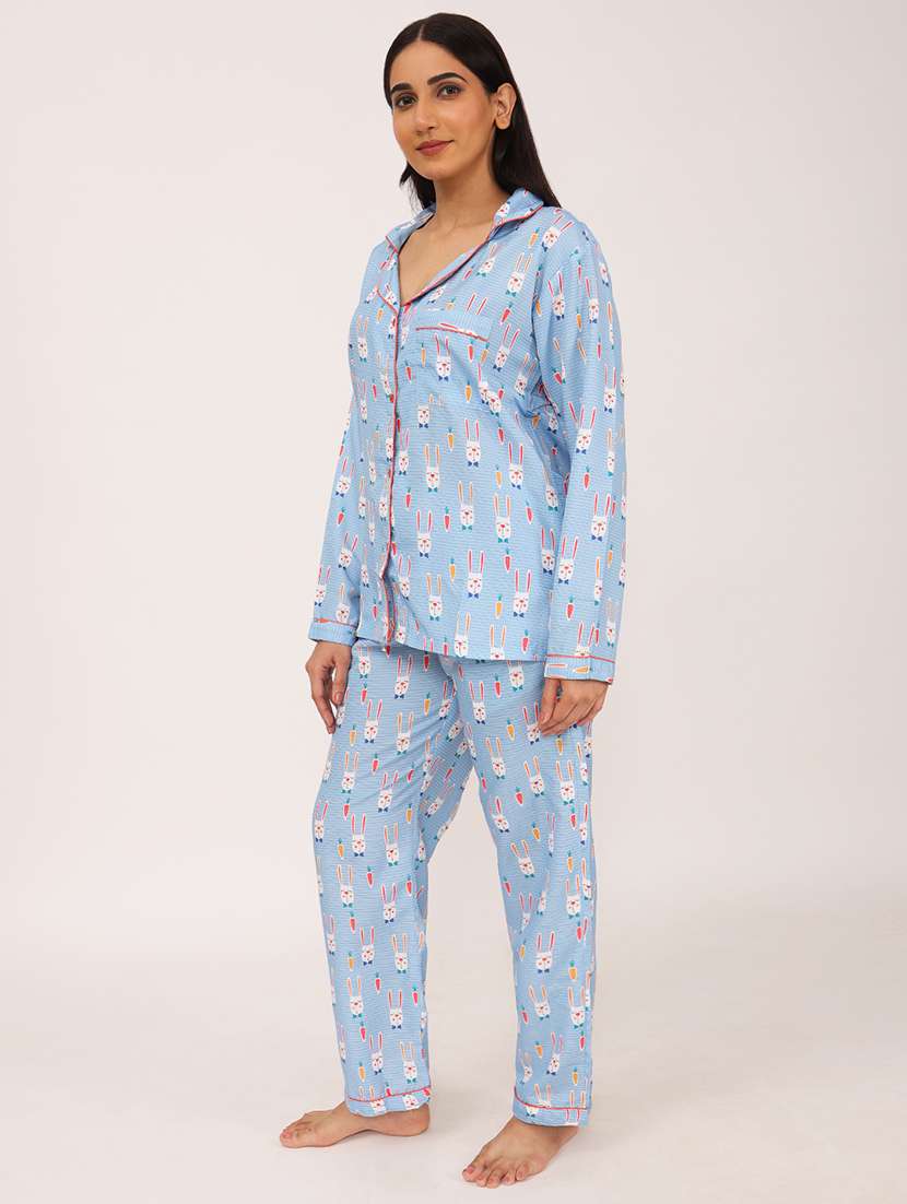 women printed long sleeve nightwear pyjama set - 22101533 -  Standard Image - 4