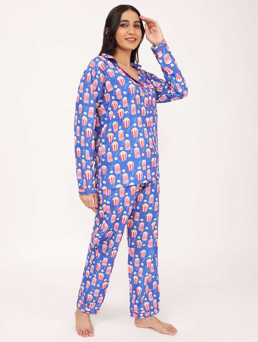 women printed long sleeve nightwear pyjama set - 22101534 -  Standard Image - 4