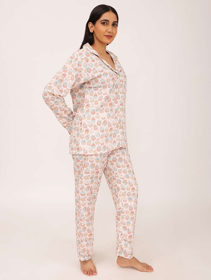 women printed long sleeve nightwear pyjama set - 22101535 -  Standard Image - 4