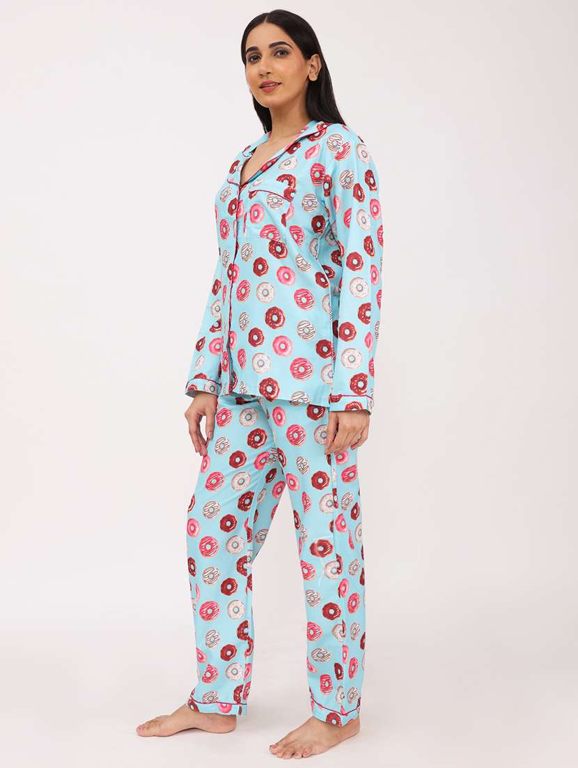 women printed long sleeve nightwear pyjama set - 22101536 -  Standard Image - 4