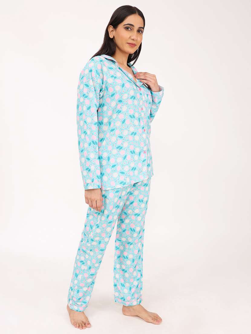 women printed long sleeve nightwear pyjama set - 22101537 -  Standard Image - 1