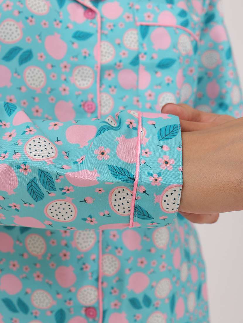 women printed long sleeve nightwear pyjama set - 22101537 -  Standard Image - 4