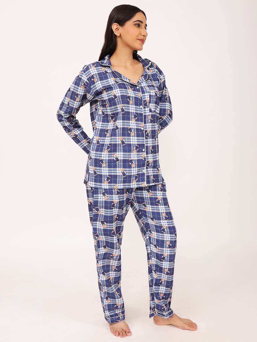 women printed long sleeve nightwear pyjama set - 22101538 -  Standard Image - 4