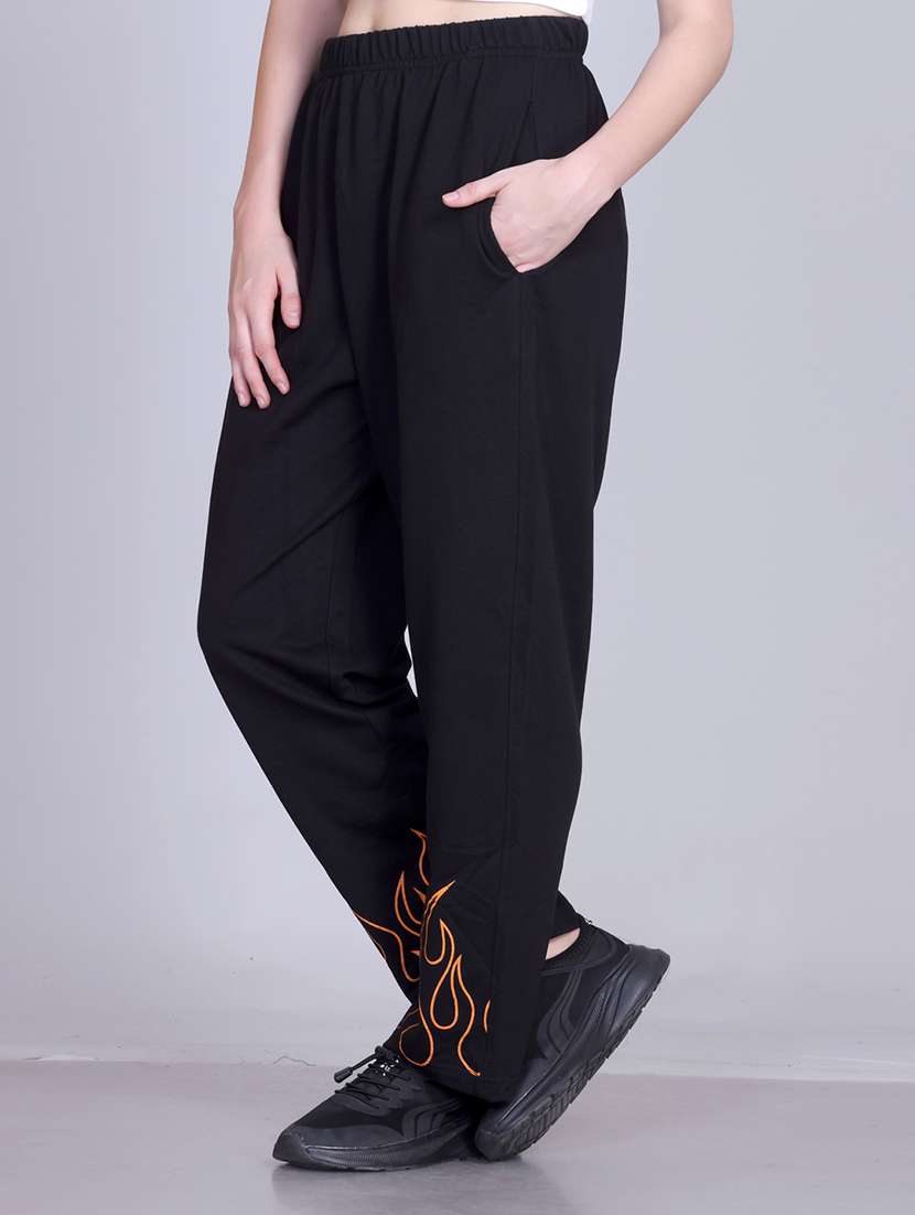 women solid mid rise relaxed fit track pant - 22101584 -  Standard Image - 1