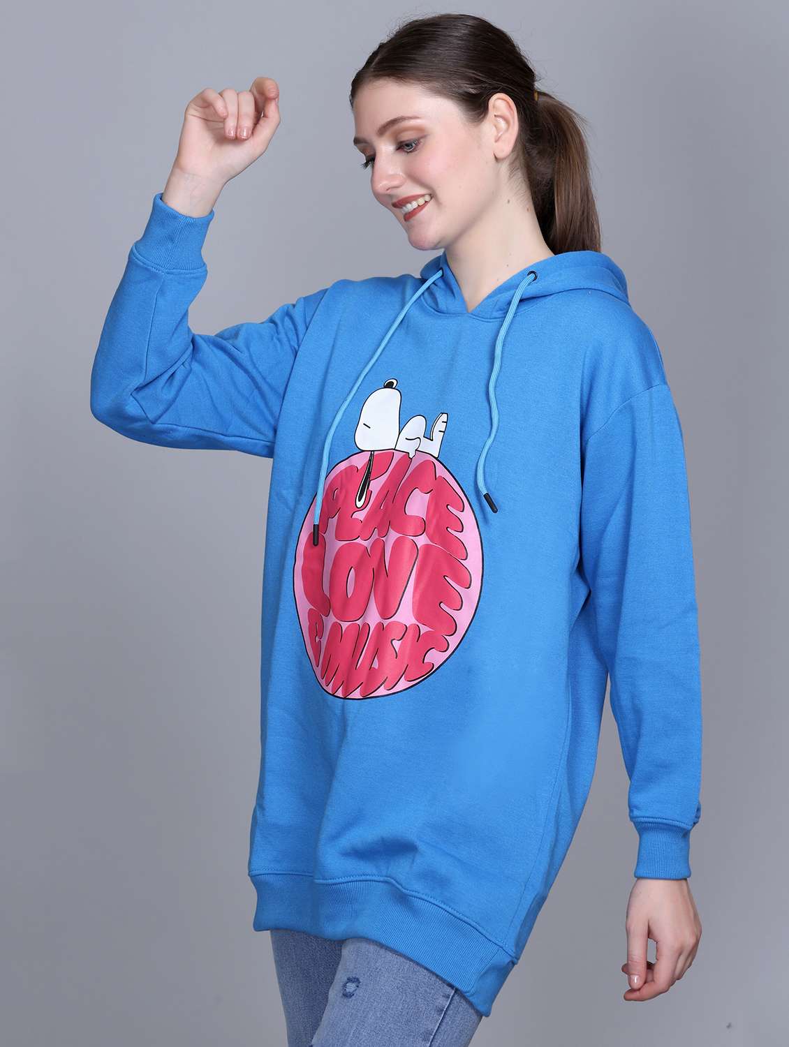 women printed long sleeve hooded sweatshirt - 22101596 -  Standard Image - 1