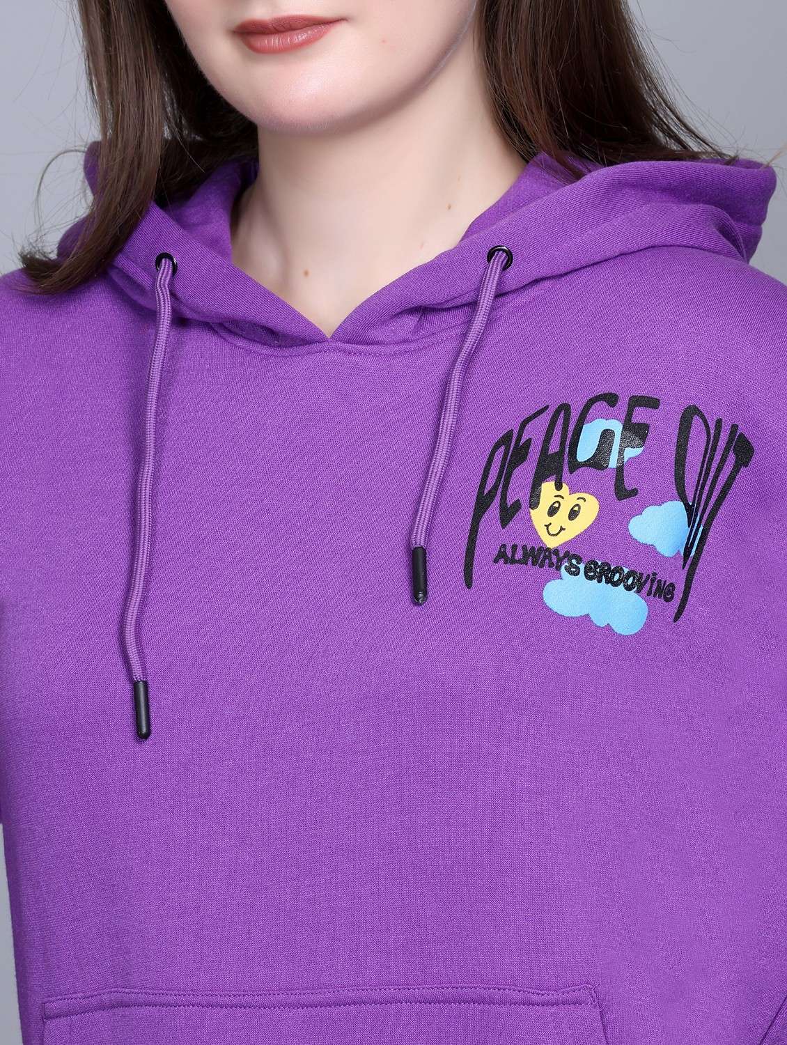 women printed long sleeve hooded sweatshirt - 22101599 -  Standard Image - 4