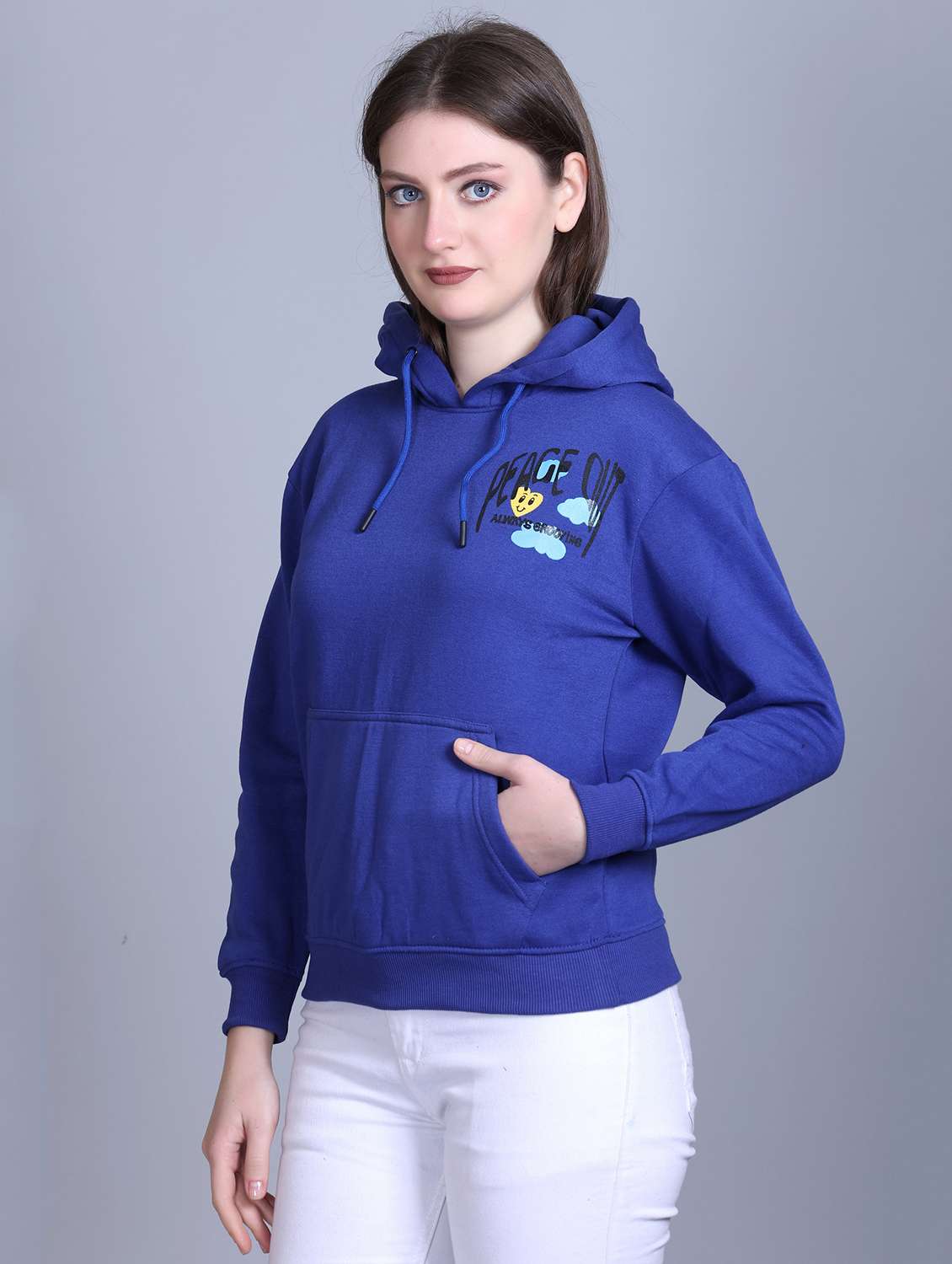 women printed long sleeve hooded sweatshirt - 22101602 -  Standard Image - 1