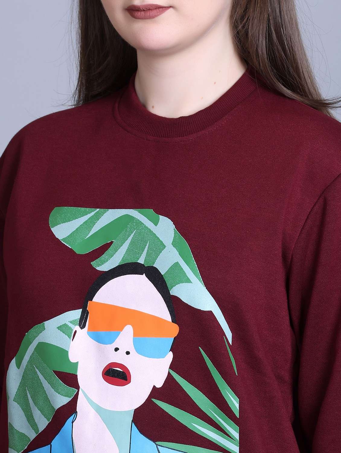 women printed round neck long sleeve sweatshirt - 22101603 -  Standard Image - 4