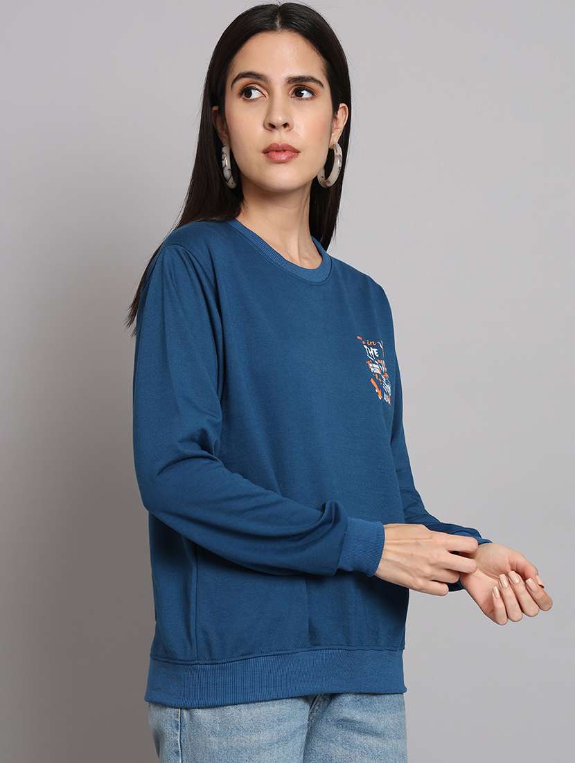 women printed round neck long sleeve sweatshirt - 22101609 - Standard Image - 1