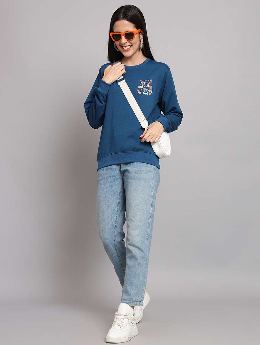 women printed round neck long sleeve sweatshirt - 22101609 - Standard Image - 4