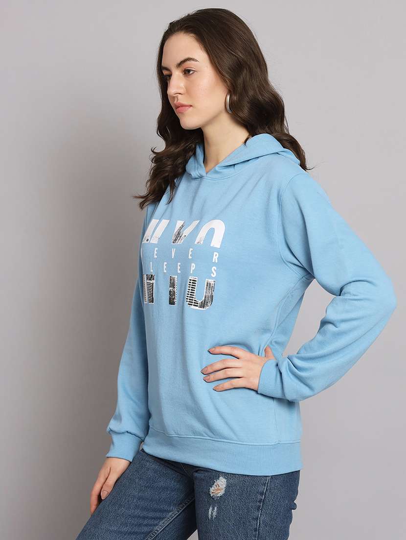women printed long sleeve hooded sweatshirt - 22101614 - Standard Image - 1