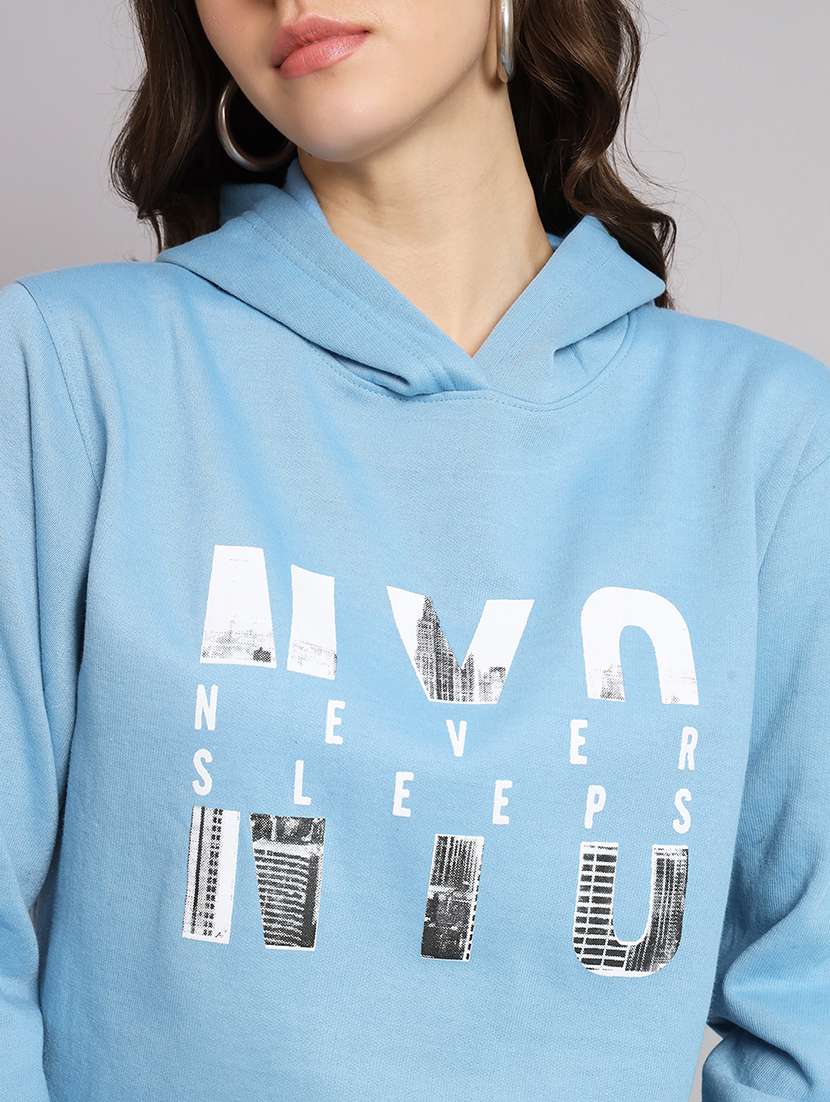 women printed long sleeve hooded sweatshirt - 22101614 - Standard Image - 4