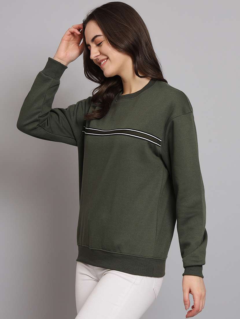 women tapered round neck long sleeve sweatshirt - 22101619 -  Standard Image - 1