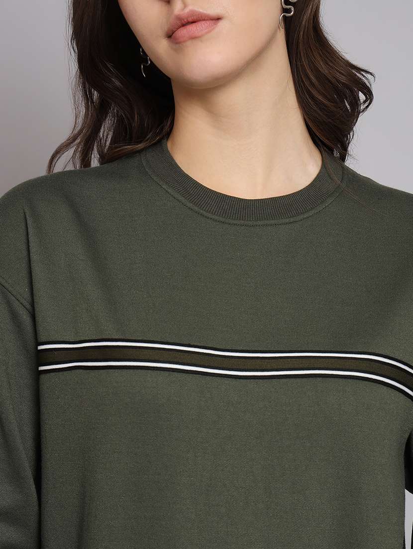 women tapered round neck long sleeve sweatshirt - 22101619 -  Standard Image - 4