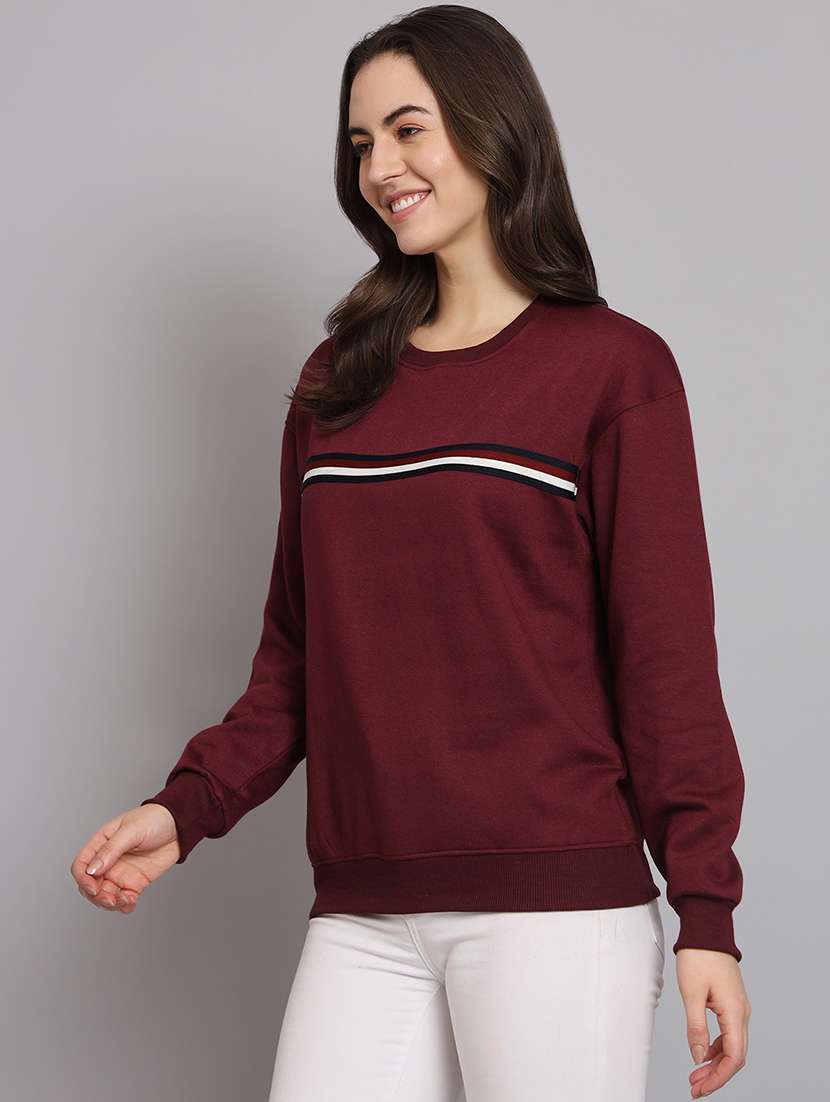 women tapered round neck long sleeve sweatshirt - 22101621 -  Standard Image - 1