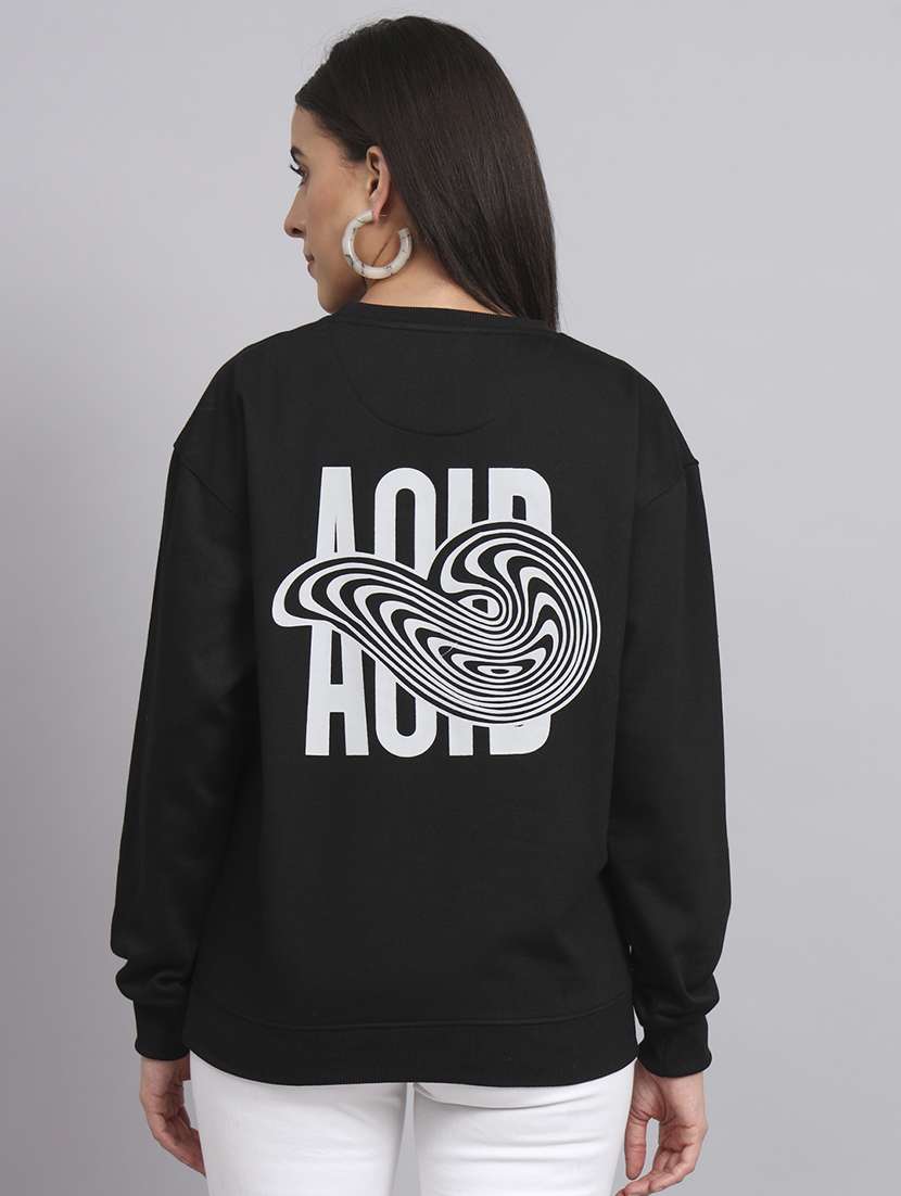 women printed round neck long sleeve sweatshirt