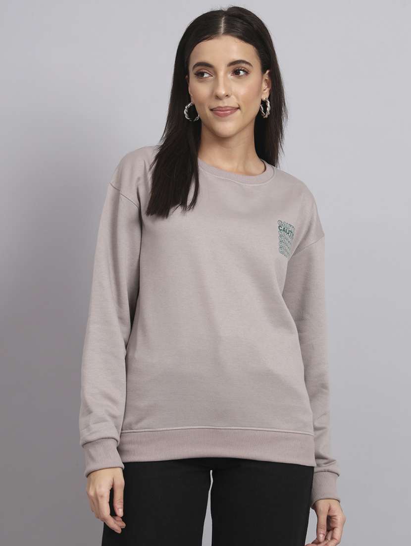 women printed round neck long sleeve sweatshirt - 22101631 -  Standard Image - 1