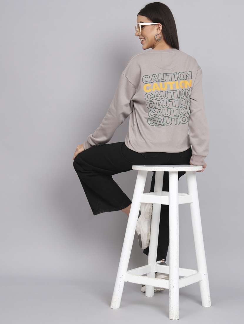 women printed round neck long sleeve sweatshirt - 22101631 -  Standard Image - 4