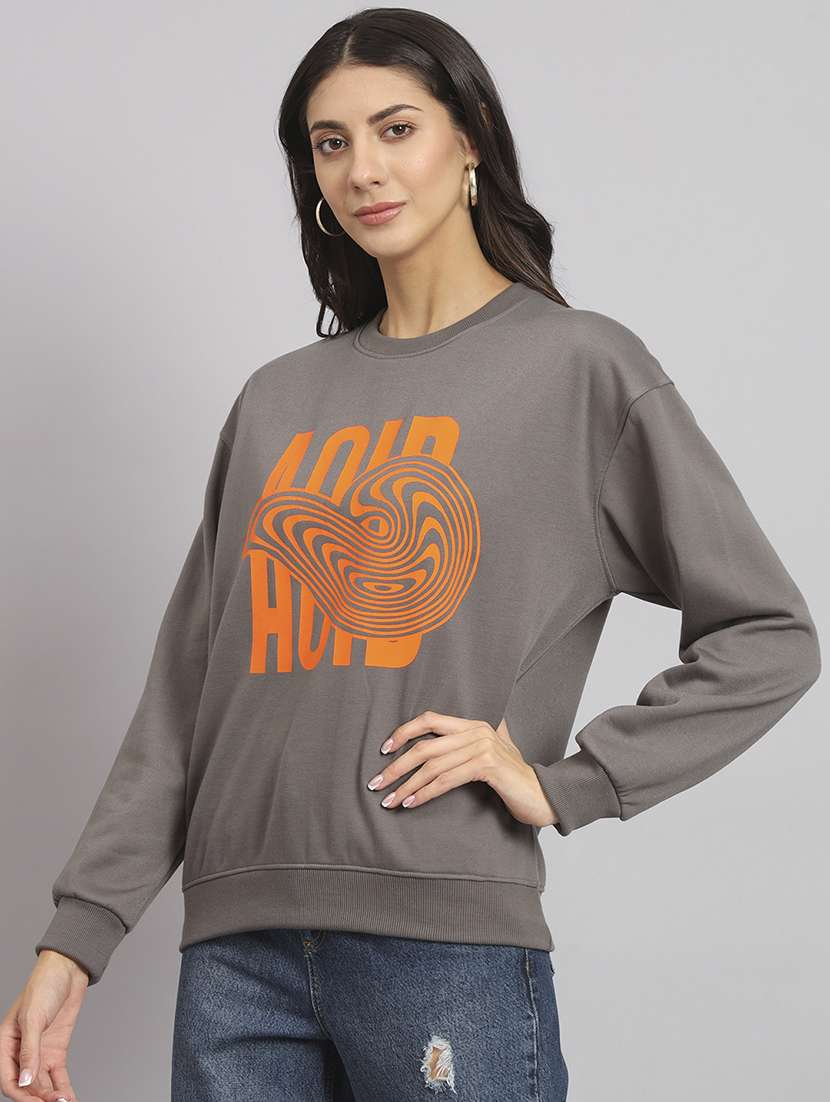 women printed round neck long sleeve sweatshirt - 22101637 -  Standard Image - 1