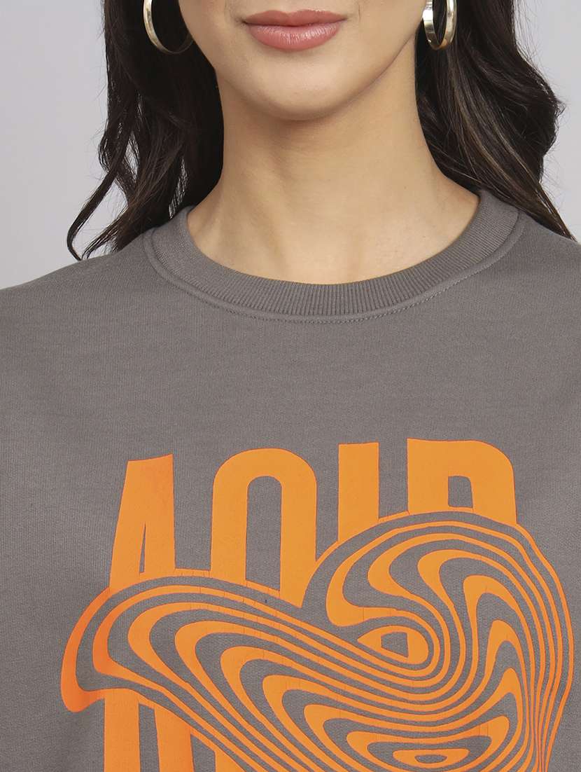 women printed round neck long sleeve sweatshirt - 22101637 -  Standard Image - 4