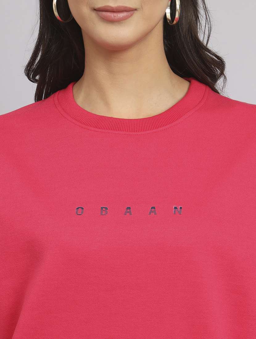 women solid round neck long sleeve sweatshirt - 22101639 -  Standard Image - 4