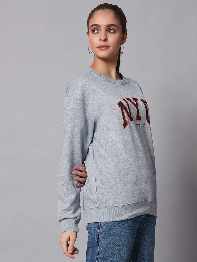 women printed round neck long sleeve sweatshirt - 22101643 - Standard Image - 1