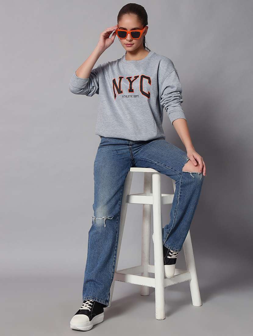 women printed round neck long sleeve sweatshirt - 22101643 - Standard Image - 4