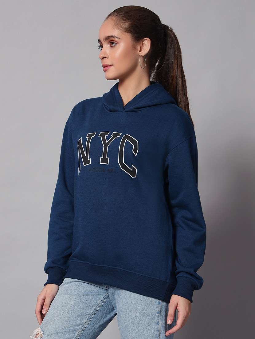 women printed long sleeve hooded sweatshirt - 22101646 -  Standard Image - 1