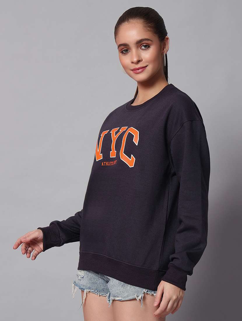 women printed round neck long sleeve sweatshirt - 22101650 -  Standard Image - 1