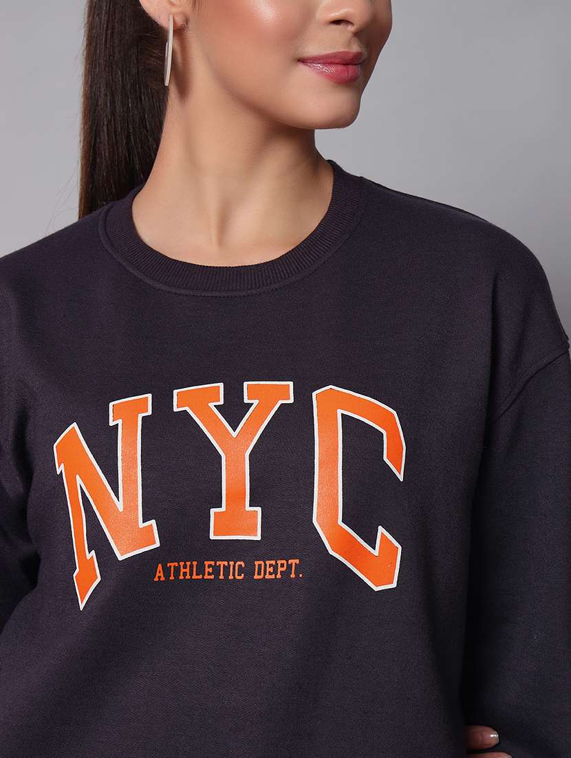 women printed round neck long sleeve sweatshirt - 22101650 -  Standard Image - 4