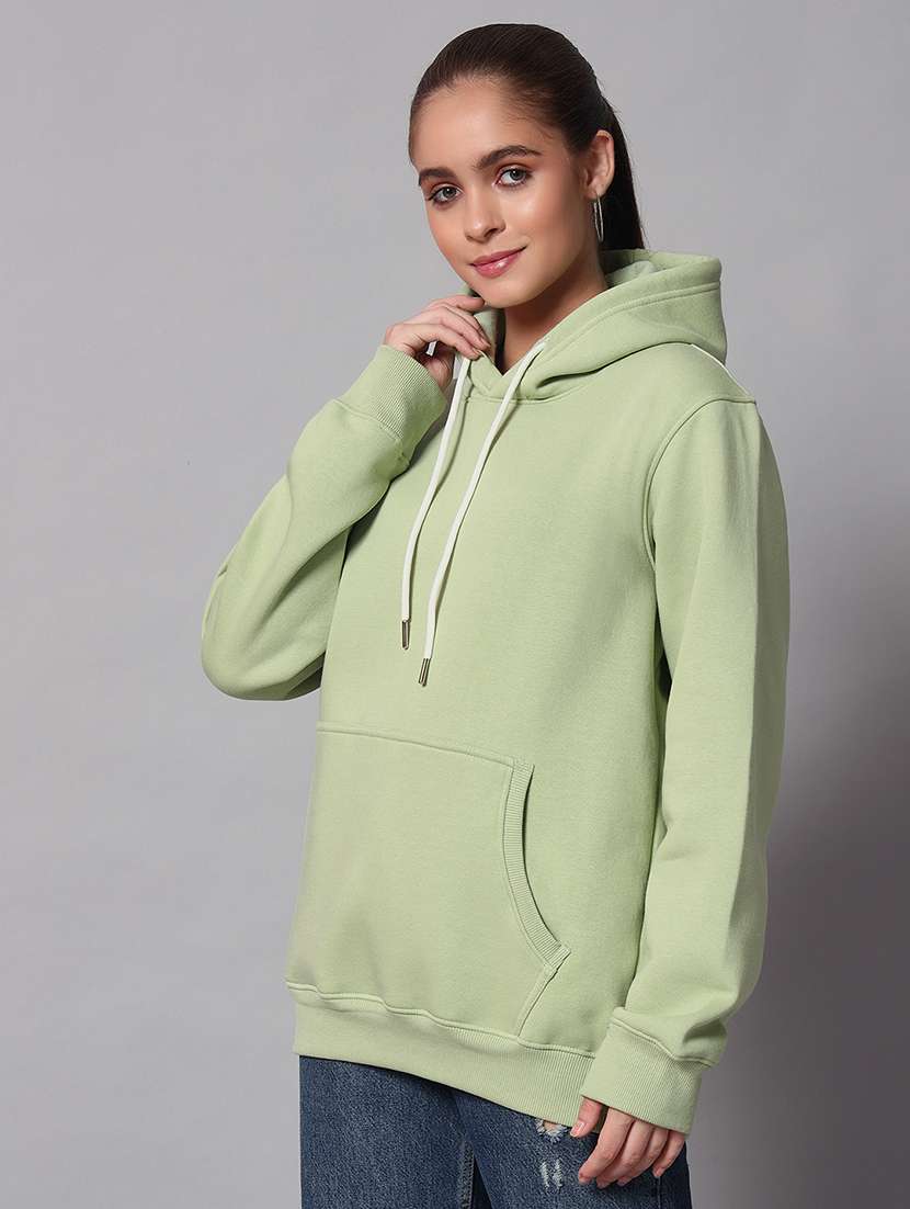 women solid long sleeve hooded sweatshirt - 22101655 - Standard Image - 1