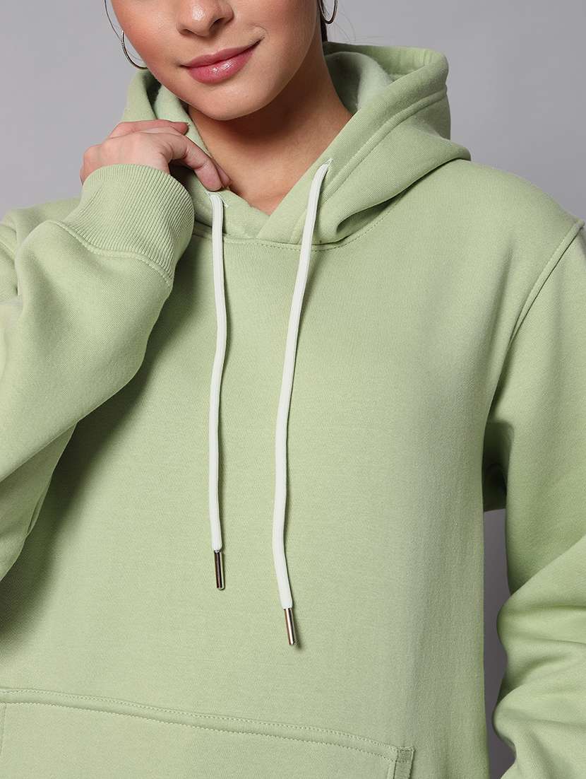 women solid long sleeve hooded sweatshirt - 22101655 - Standard Image - 4