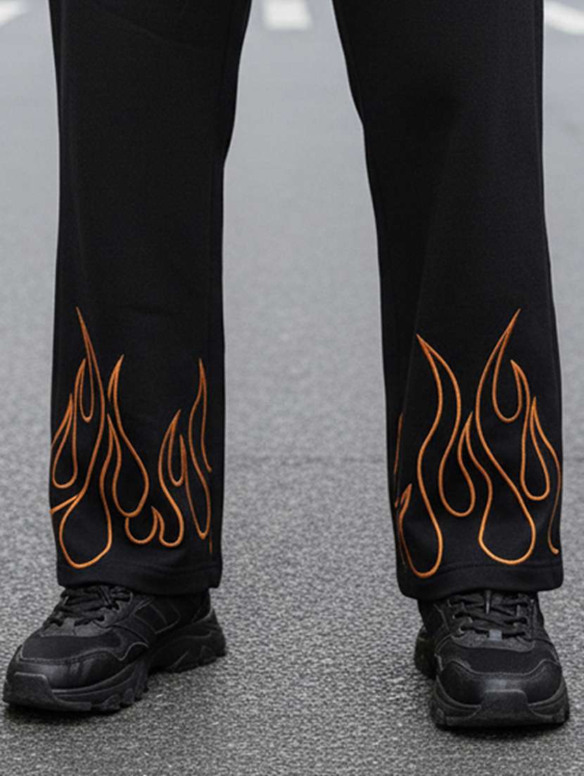 men placement print mid rise full length track pant - 22101688 -  Standard Image - 4