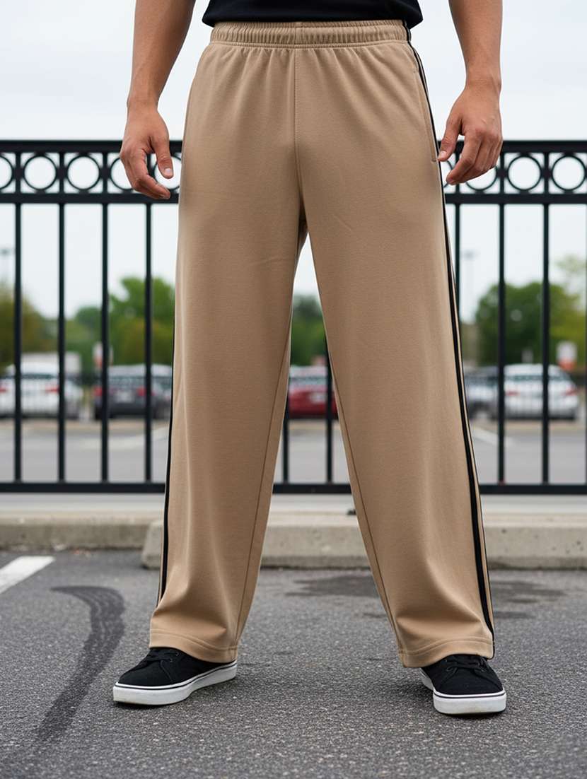 men side taped mid rise full length track pant - 22101691 -  Standard Image - 1