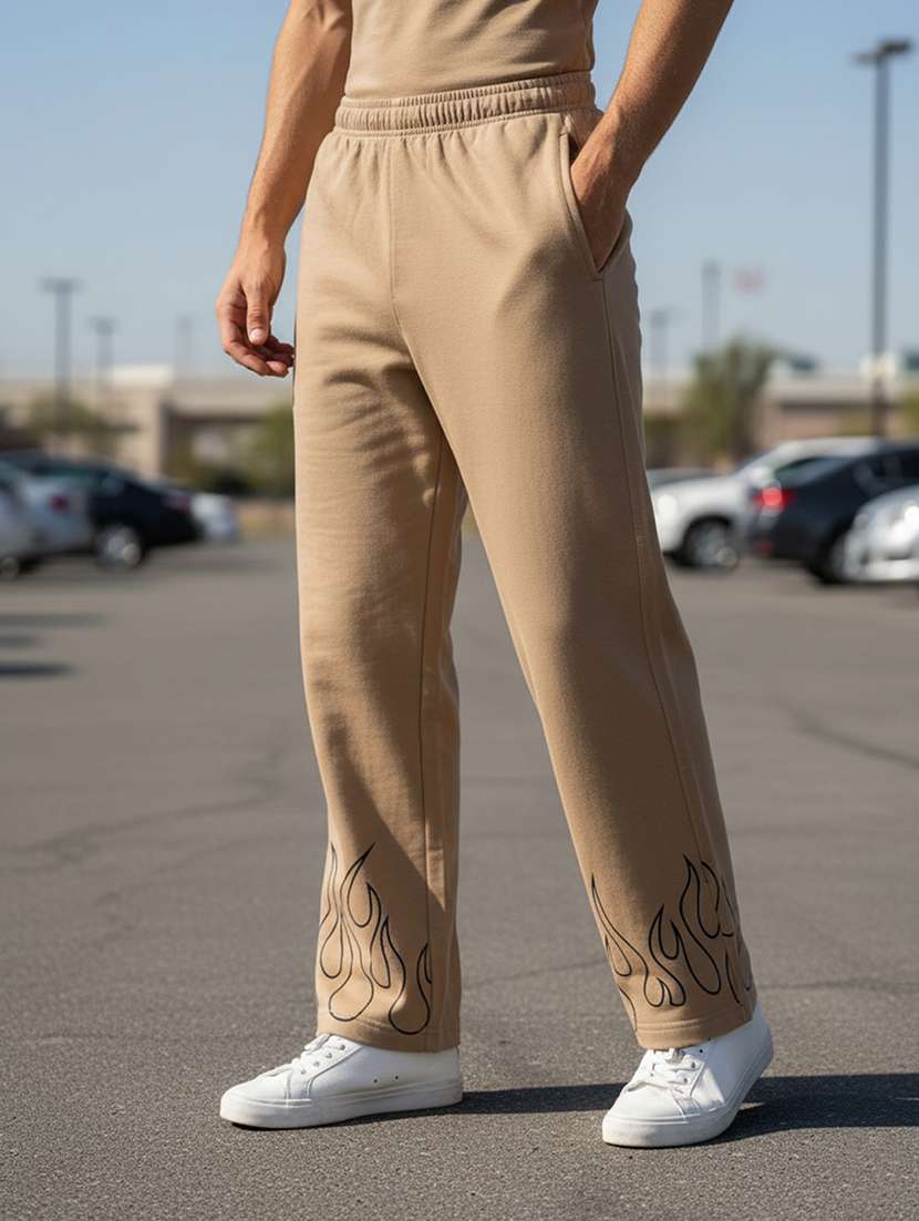 men placement print mid rise full length track pant - 22101692 -  Standard Image - 1