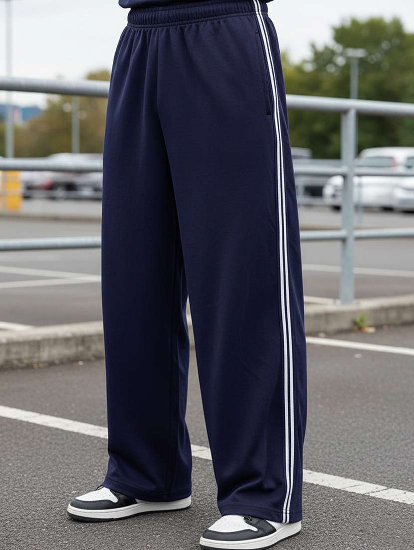 men side taped mid rise full length track pant - 22101693 -  Standard Image - 1